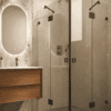 Shower enclosure Hietakari Vetro 548, black fittings, clear glass
