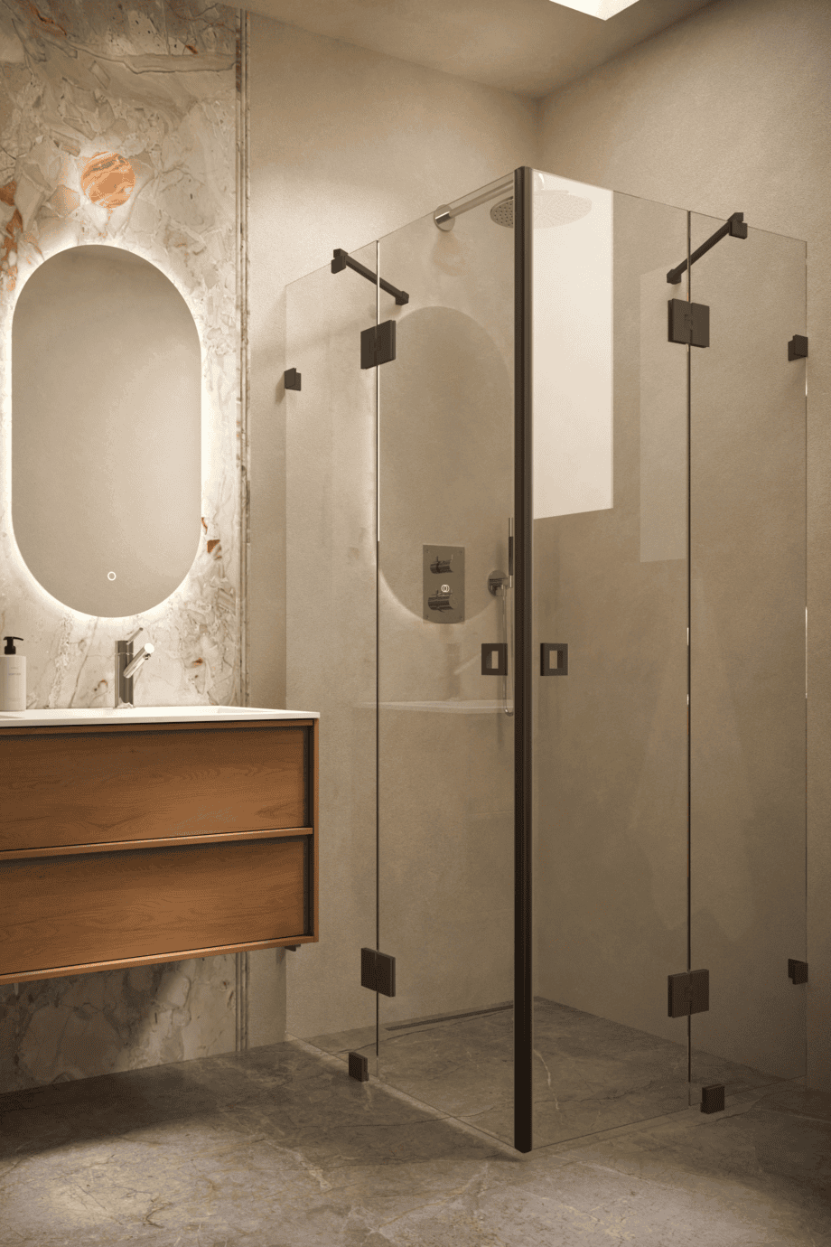 Shower enclosure Hietakari Vetro 548, black fittings, clear glass