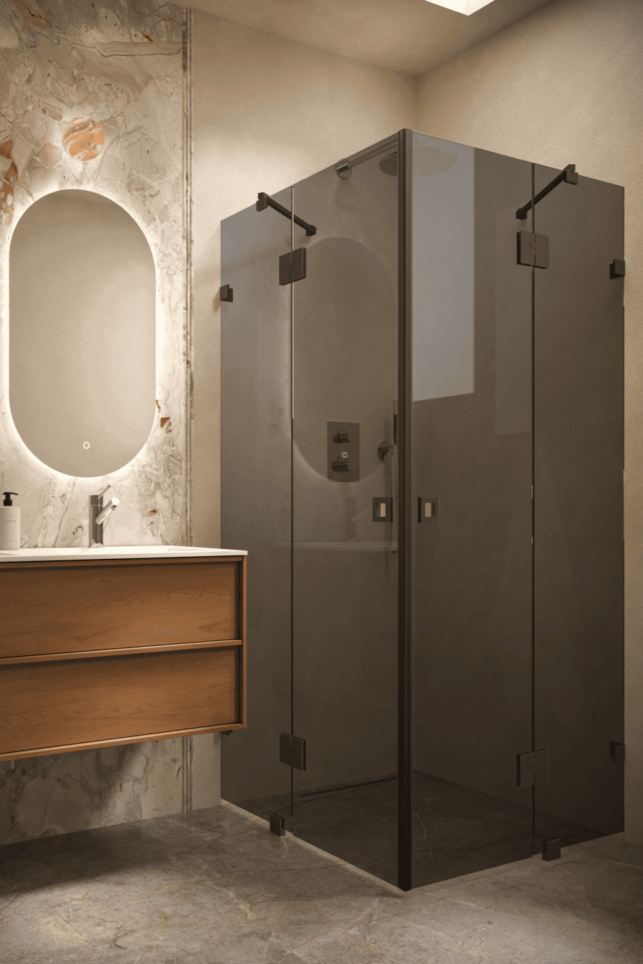 Shower enclosure Hietakari Vetro 548, black fittings, black glass