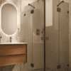 Shower enclosure Hietakari Vetro 548, black fittings, bronze tinted glass