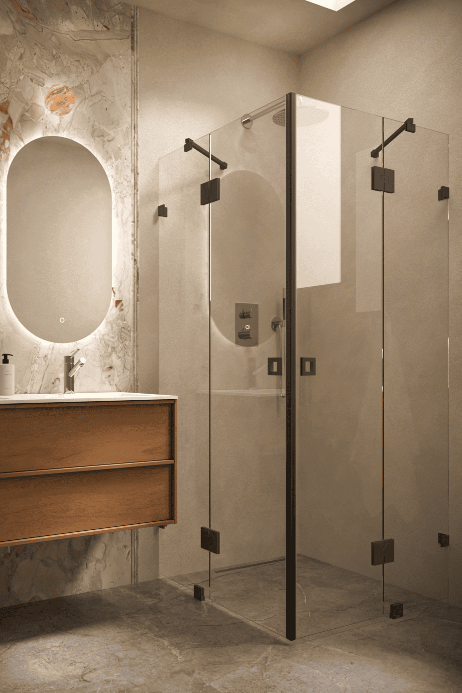 Shower enclosure Hietakari Vetro 548, black fittings, super bright glass