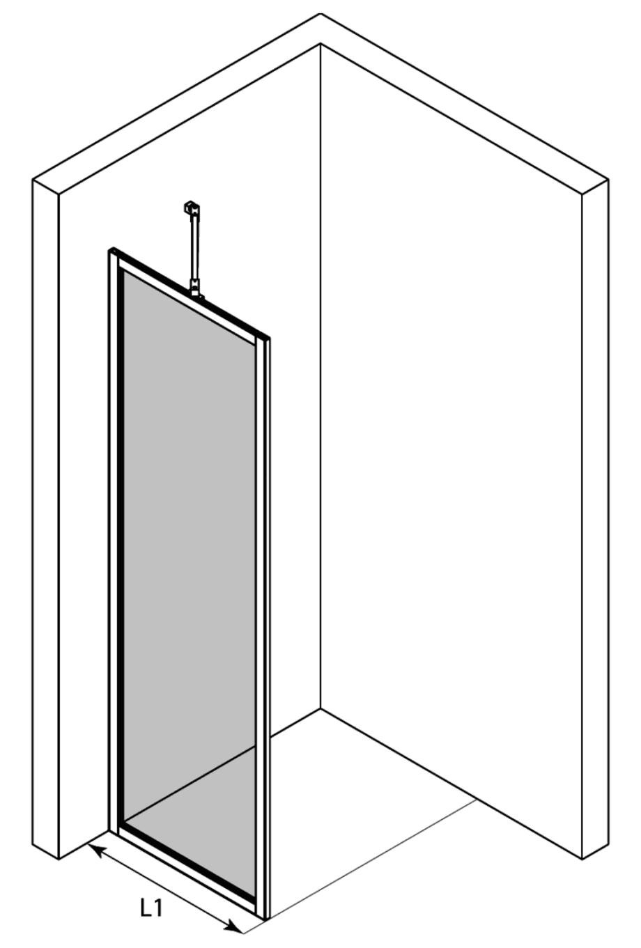 Fixed shower screen Hietakari Bläk 731 New York – 3D drawing Fixed shower screen Hietakari Bläk 731 New York – 3D drawing