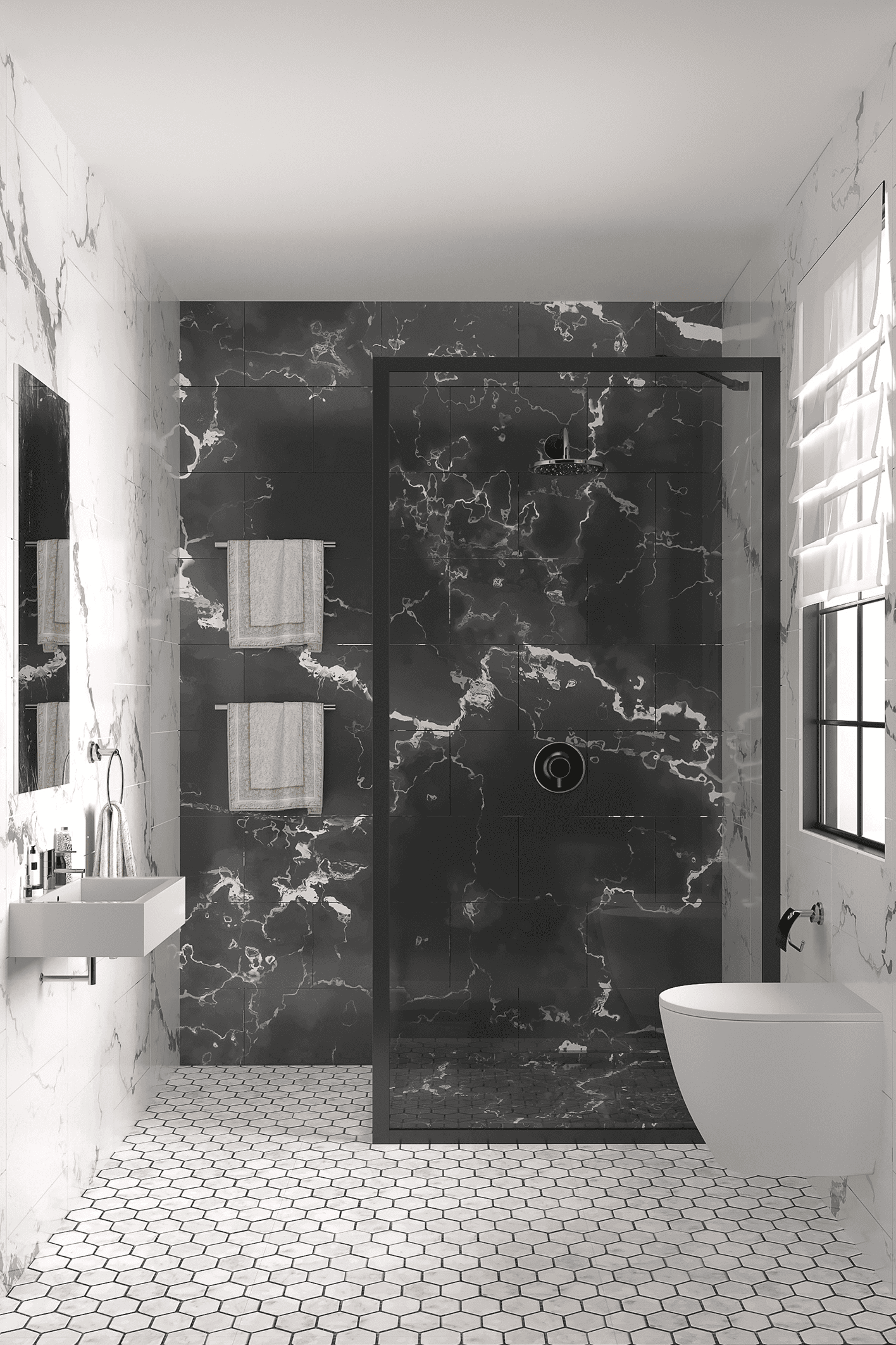 Fixed shower screen Hietakari Bläk 731 New York – 4