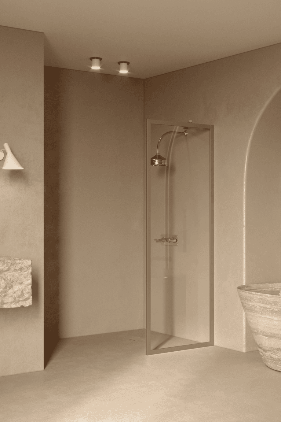 Fixed shower screen Hietakari Bläk 731 New York, Sand frame, clear glass Fixed shower screen Hietakari Bläk 731 New York – 5