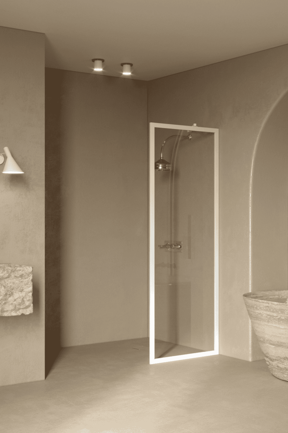 Fixed shower screen Hietakari Bläk 731 New York, white frame, clear glass Fixed shower screen Hietakari Bläk 731 New York, white frame, clear glass