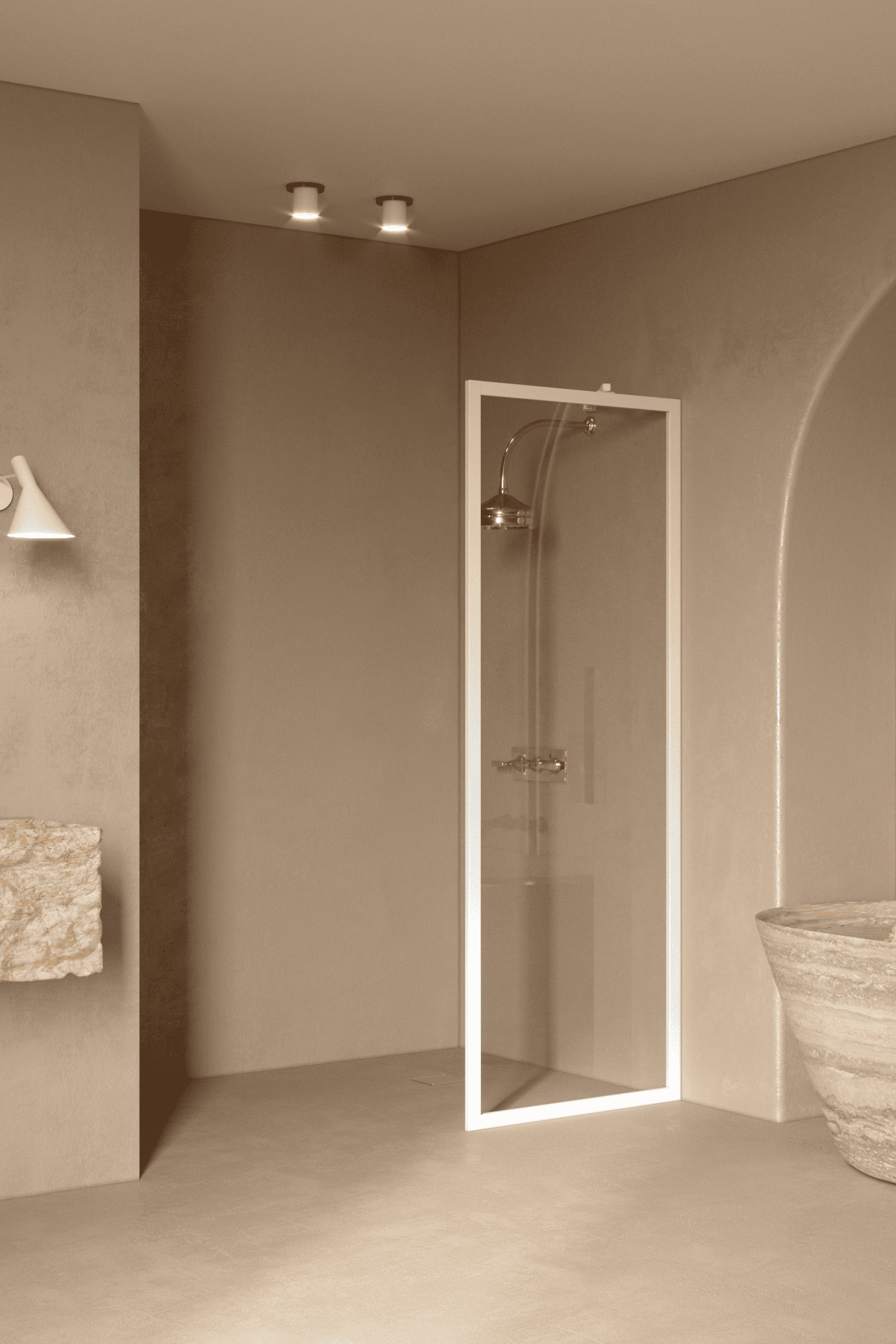 Fixed shower screen Hietakari Bläk 731 New York, white frame, clear glass Fixed shower screen Hietakari Bläk 731 New York, white frame, clear glass