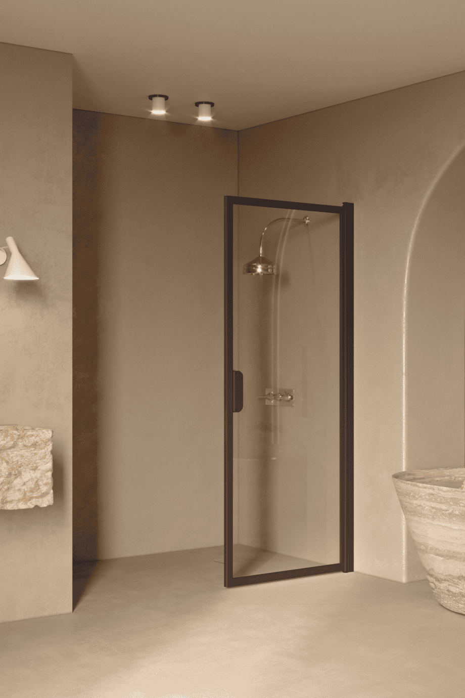 Hinged shower door Hietakari Bläk 732 New York, Cocoa frame, clear glass Hinged shower door Hietakari Bläk 732 New York – 7