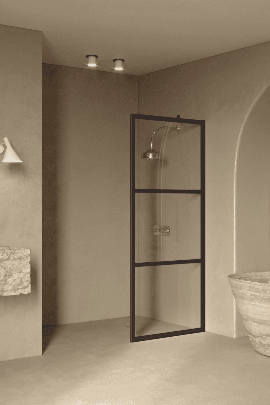 Fixed shower screen Hietakari Bläk 734 Tokyo, Cocoa frame, clear glass Fixed shower screen Hietakari Bläk 734 Tokyo – 7