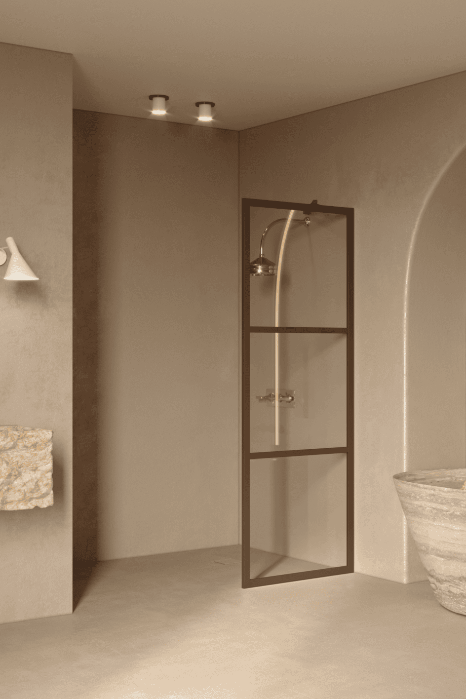 Fixed shower screen Hietakari Bläk 734 Tokyo, Mocha frame, clear glass Fixed shower screen Hietakari Bläk 734 Tokyo – 6