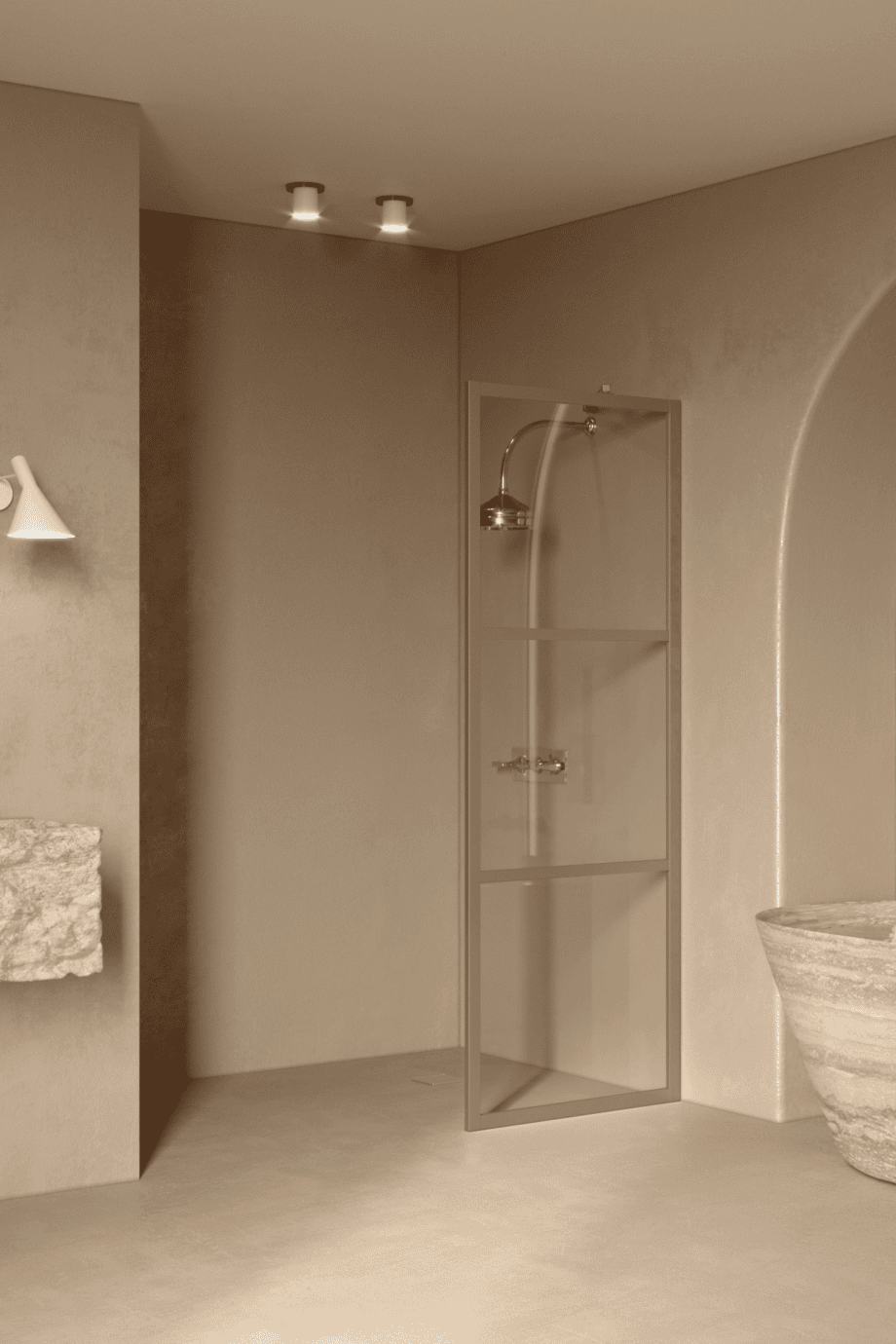 Fixed shower screen Hietakari Bläk 734 Tokyo, Sand frame, clear glass Fixed shower screen Hietakari Bläk 734 Tokyo – 5
