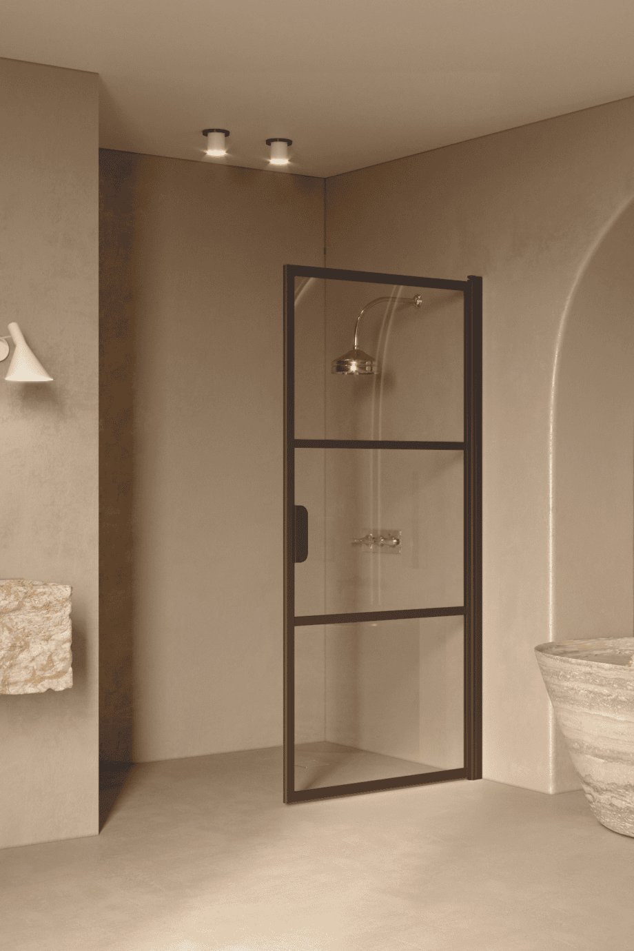Hinged shower door Hietakari Bläk 735 Tokyo, Cocoa frame, clear glass Hinged shower door Hietakari Bläk 735 Tokyo – 7