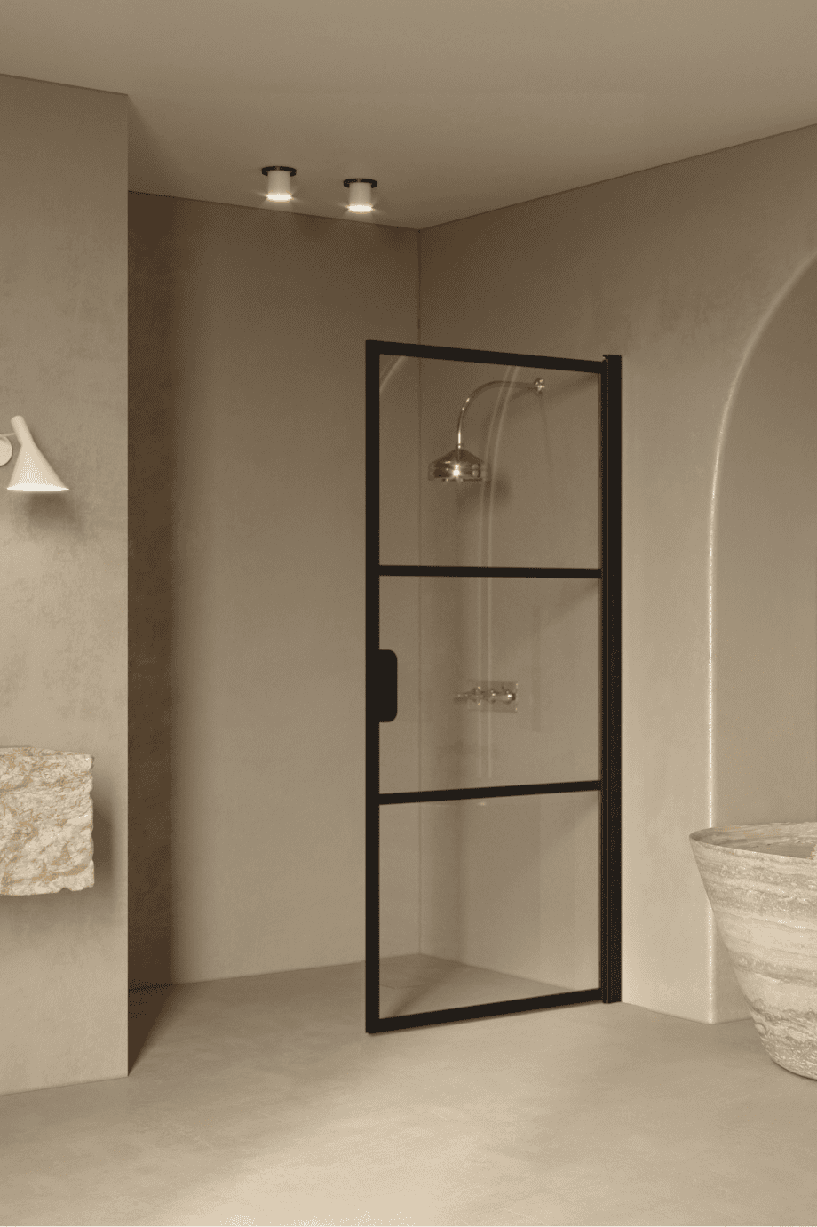Hinged shower door Hietakari Bläk 735 Tokyo, black frame, clear glass Hinged shower door Hietakari Bläk 735 Tokyo – 4