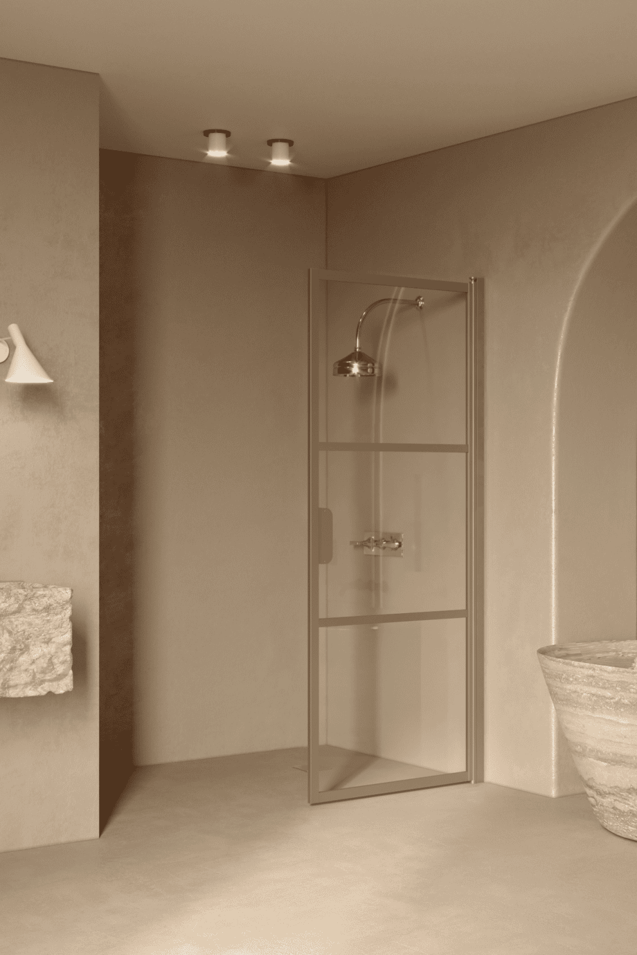 Hinged shower door Hietakari Bläk 735 Tokyo, Sand frame, clear glass Hinged shower door Hietakari Bläk 735 Tokyo – 5