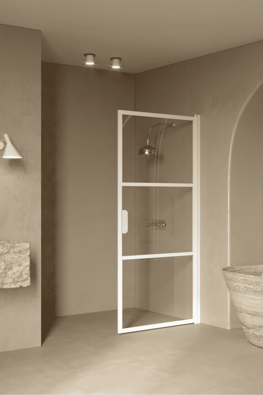 Hinged shower door Hietakari Bläk 735 Tokyo, white frame, clear glass Hinged shower door Hietakari Bläk 735 Tokyo