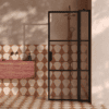 Hinged shower screen with fixed part Hietakari Bläk 736 Tokyo, Cocoa frame, reeded glass Hinged shower screen with fixed part Hietakari Bläk 736 Tokyo, Cocoa frame, reeded glass