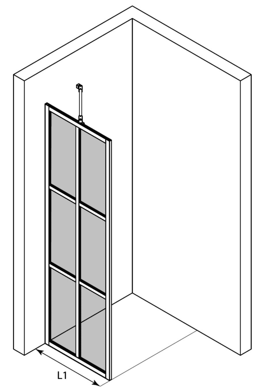 Fixed shower screen Hietakari Bläk 737 Paris – 3D drawing Fixed shower screen Hietakari Bläk 737 Paris – 3
