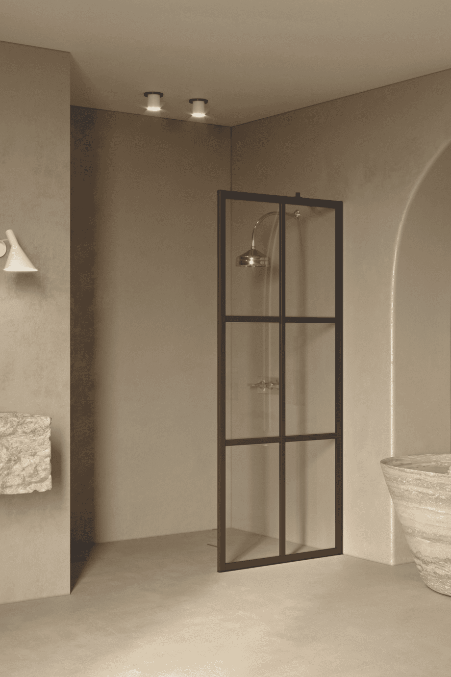 Fixed shower screen Hietakari Bläk 737 Paris, Cocoa frame, clear glass Fixed shower screen Hietakari Bläk 737 Paris – 7