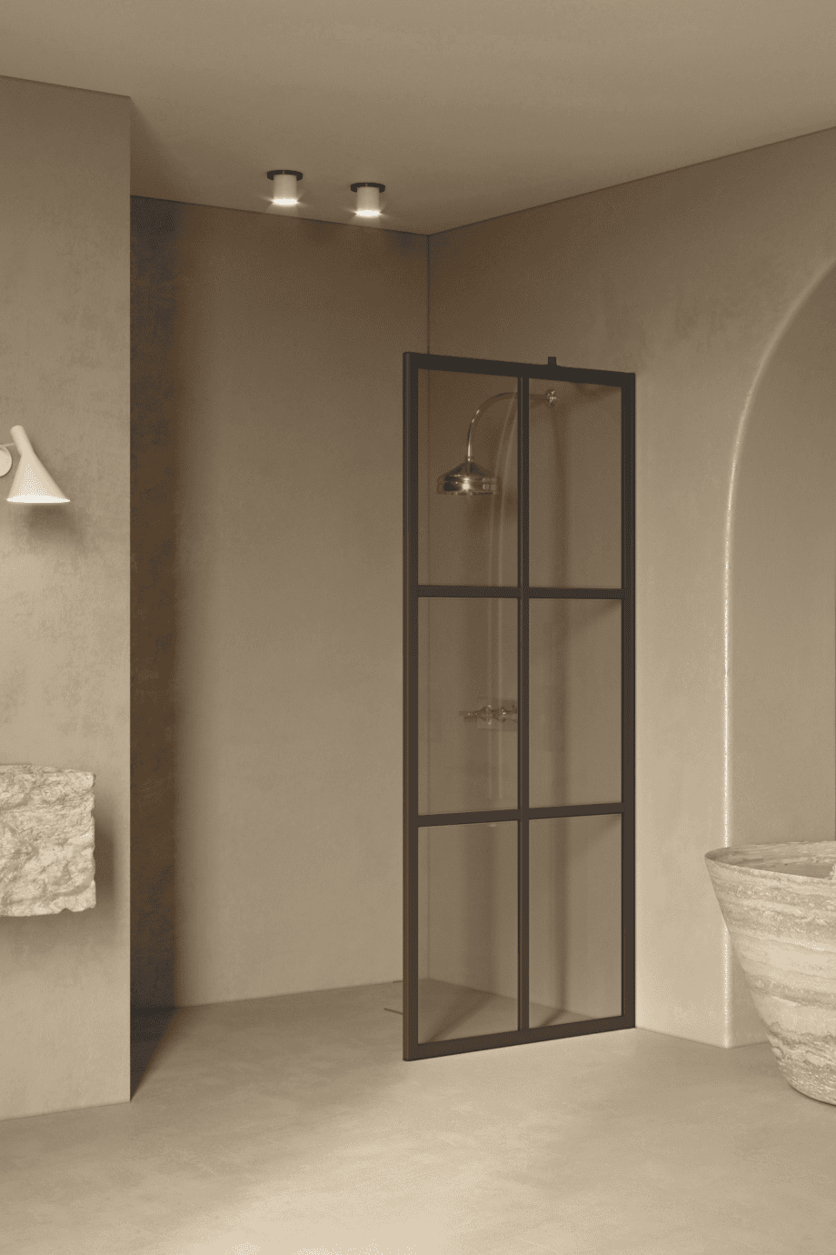 Fixed shower screen Hietakari Bläk 737 Paris, Cocoa frame, bronze tinted glass Fixed shower screen Hietakari Bläk 737 Paris, Cocoa frame, bronze tinted glass