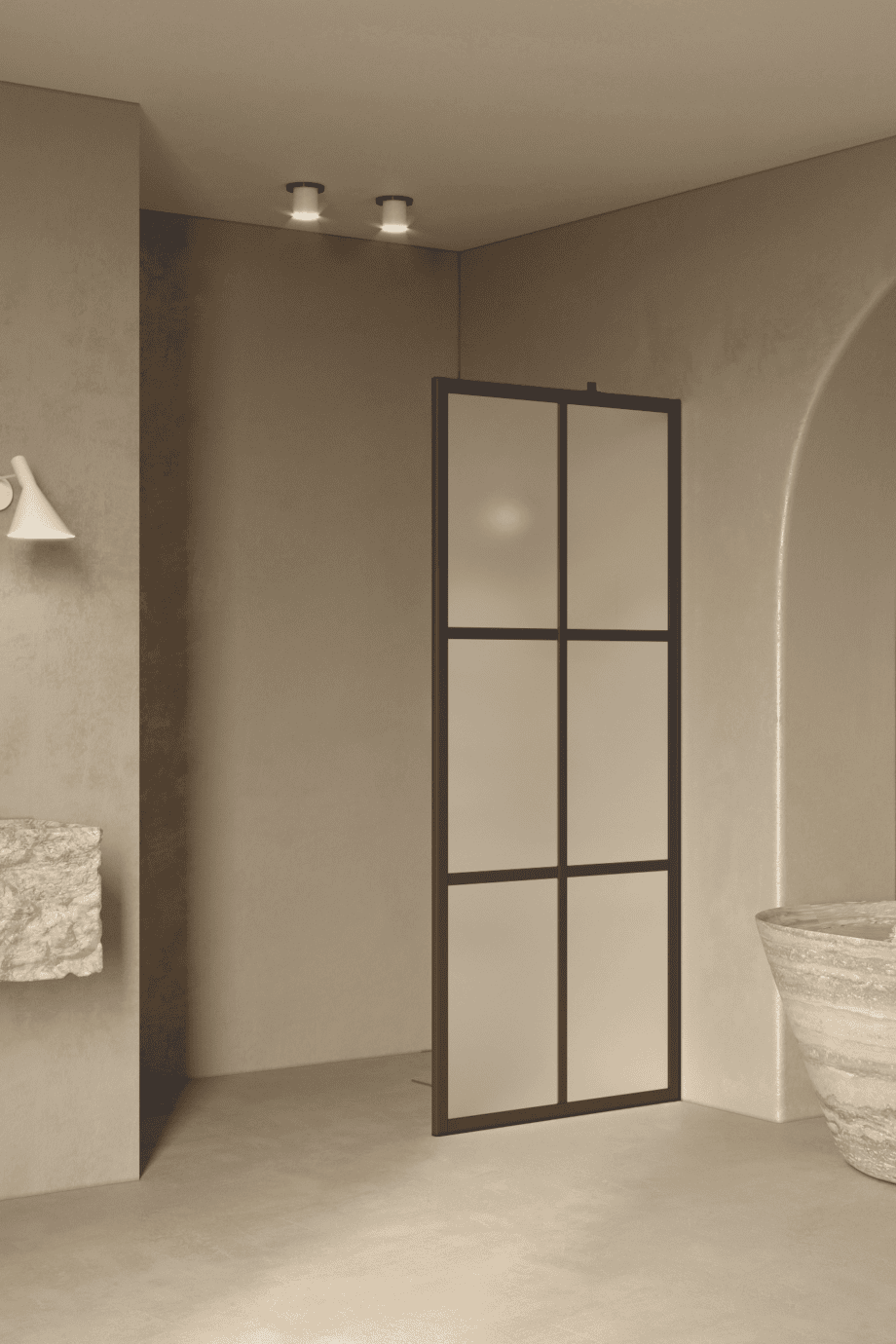 Fixed shower screen Hietakari Bläk 737 Paris, Cocoa frame, satin frosted glass Fixed shower screen Hietakari Bläk 737 Paris, Cocoa frame, satin frosted glass