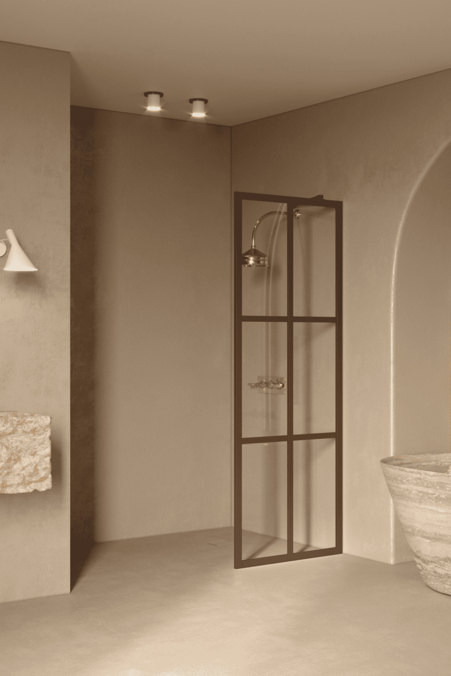 Fixed shower screen Hietakari Bläk 737 Paris, Mocha frame, clear glass Fixed shower screen Hietakari Bläk 737 Paris – 6