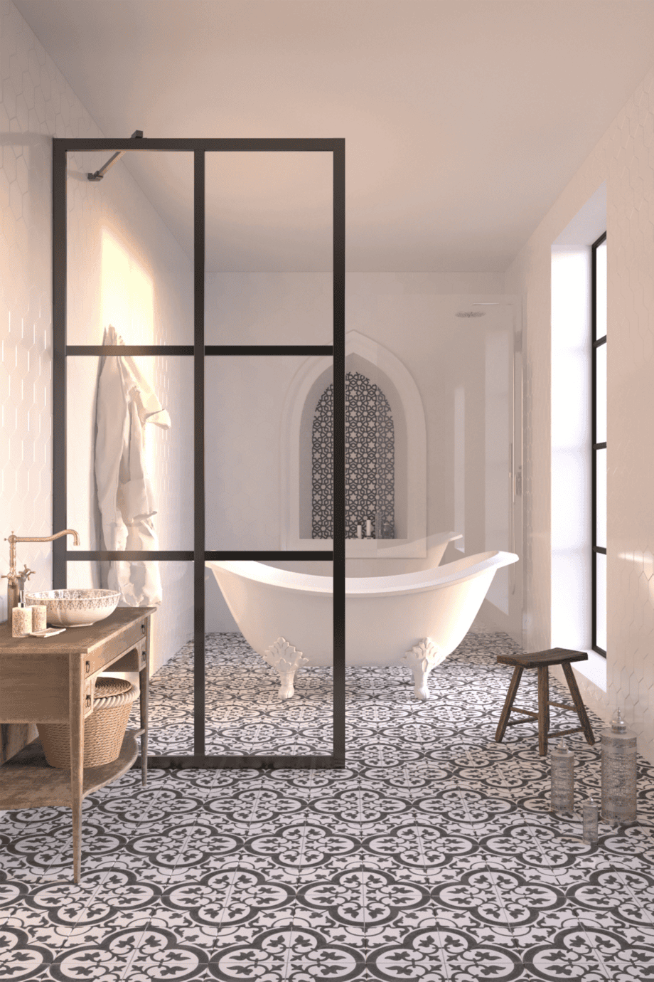 Fixed shower screen Hietakari Bläk 737 Paris, black frame, clear glass Fixed shower screen Hietakari Bläk 737 Paris – 4