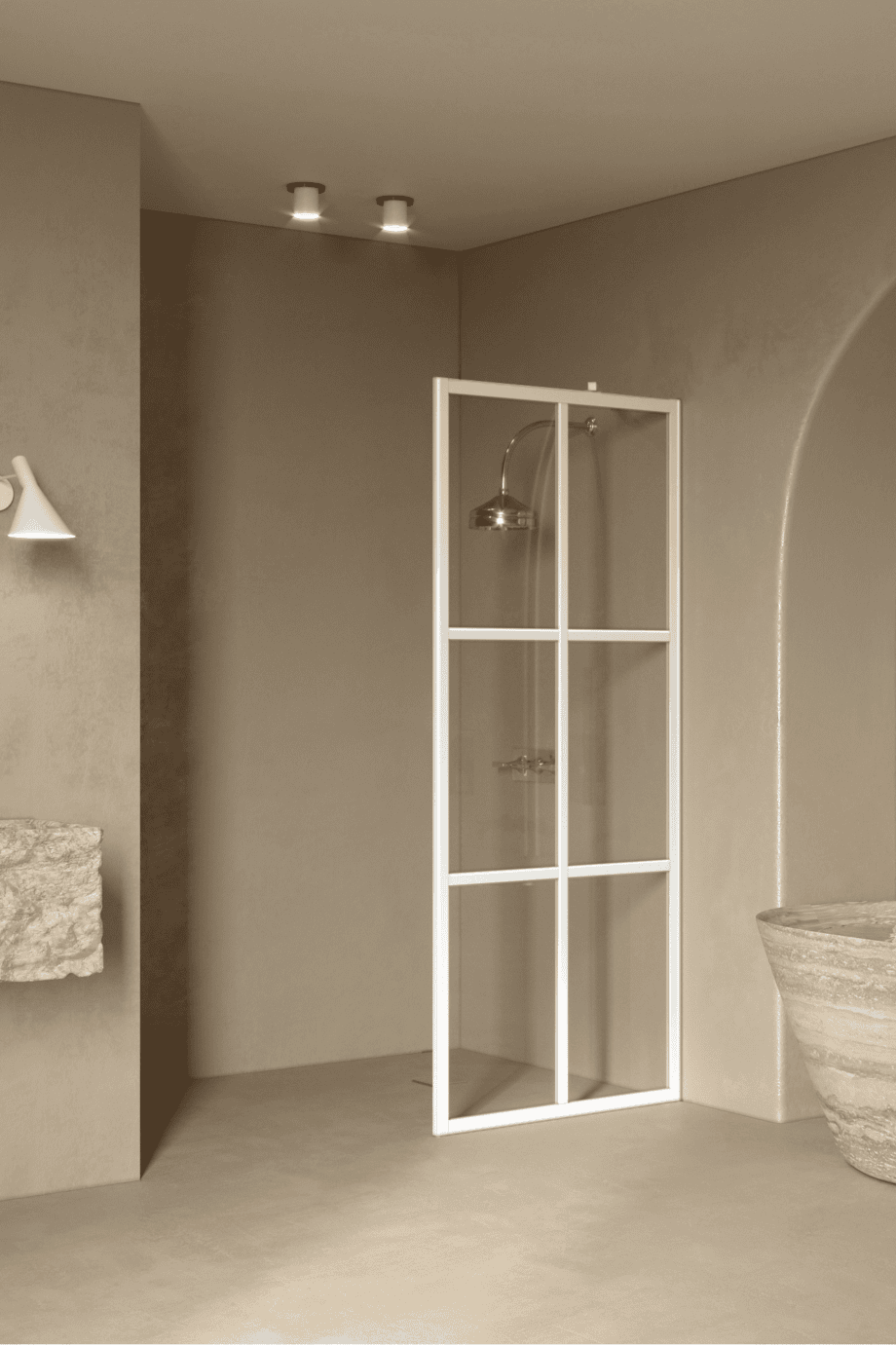 Fixed shower screen Hietakari Bläk 737 Paris, white frame, clear glass Fixed shower screen Hietakari Bläk 737 Paris