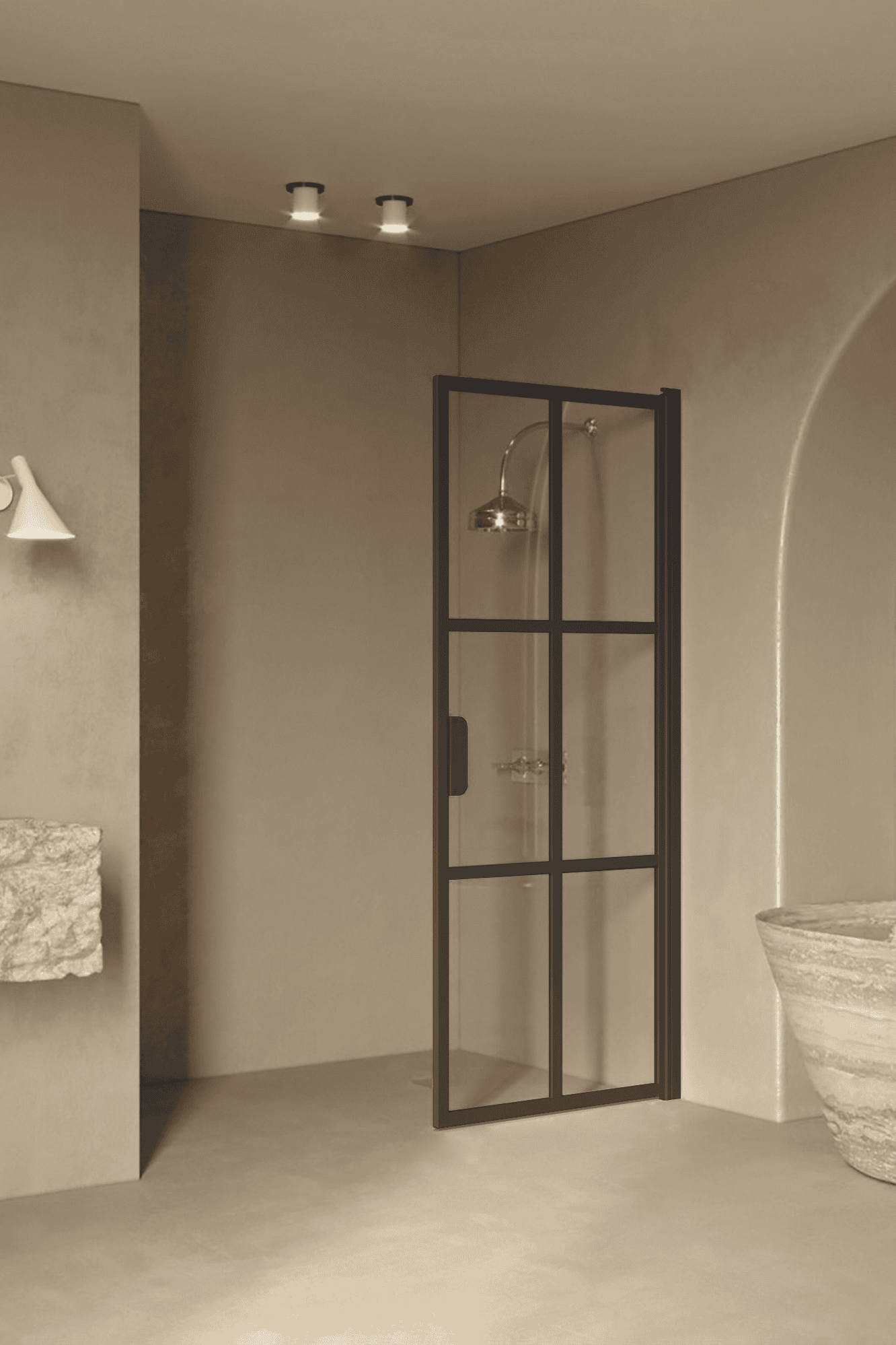 Hinged shower door Hietakari Bläk 738 Paris, Cocoa frame, clear glass Hinged shower door Hietakari Bläk 738 Paris, Cocoa frame, clear glass
