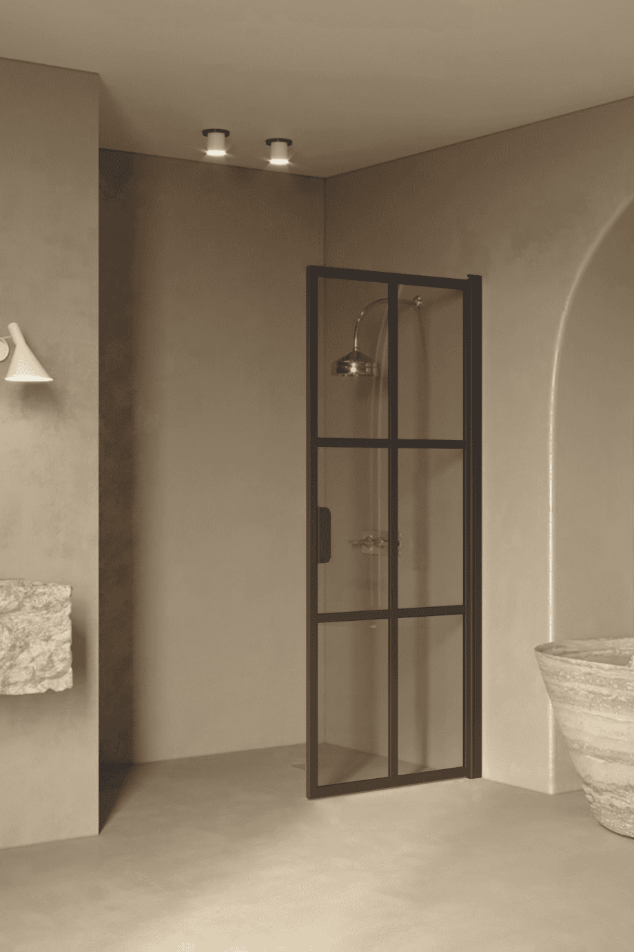 Hinged shower door Hietakari Bläk 738 Paris, Cocoa frame, bronze tinted glass Hinged shower door Hietakari Bläk 738 Paris, Cocoa frame, bronze tinted glass