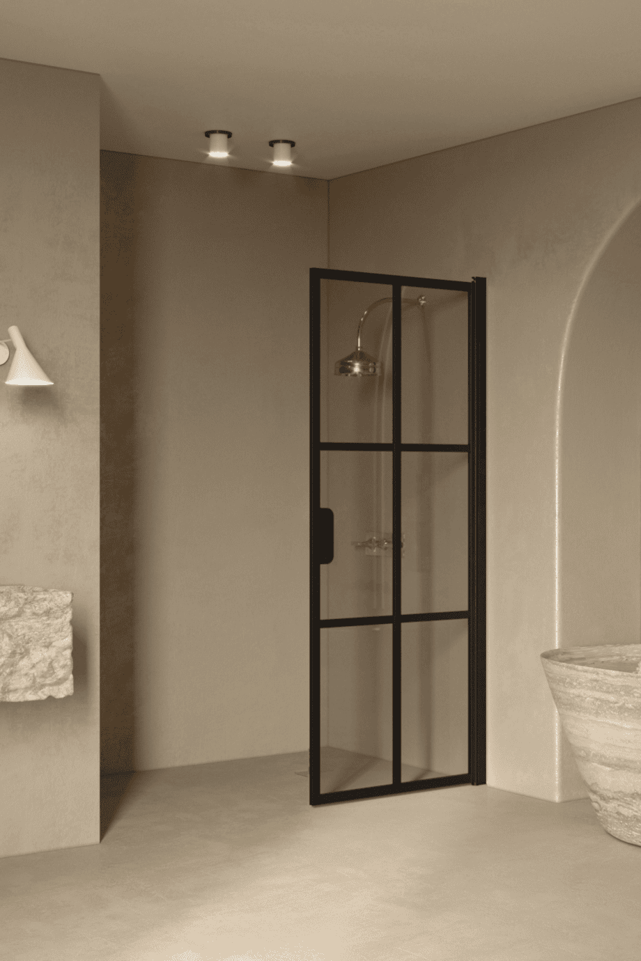 Hinged shower door Hietakari Bläk 738 Paris, black frame, grey tinted glass Hinged shower door Hietakari Bläk 738 Paris, black frame, grey tinted glass