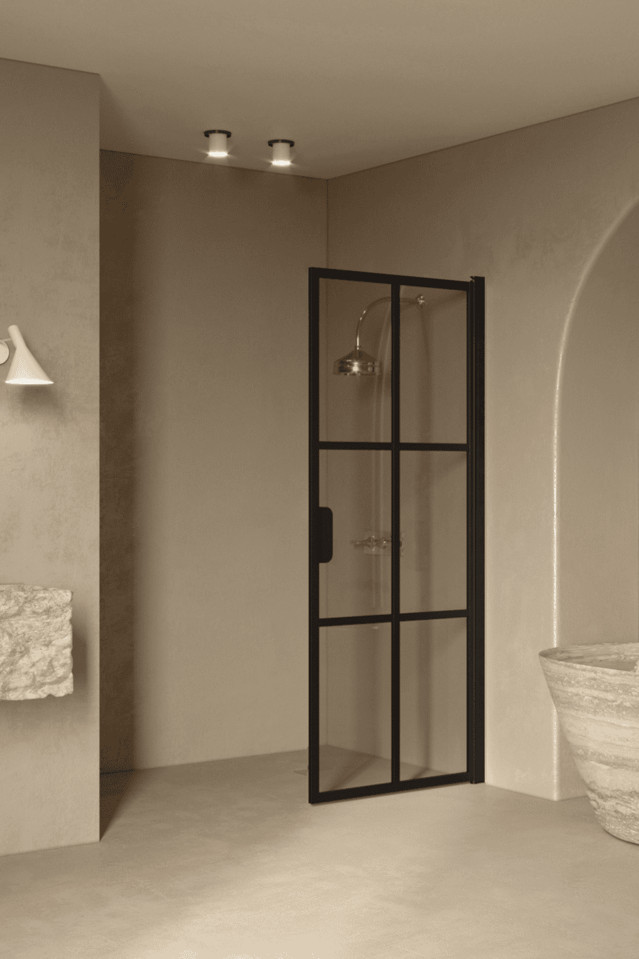 Hinged shower door Hietakari Bläk 738 Paris, black frame, bronze tinted glass Hinged shower door Hietakari Bläk 738 Paris, black frame, bronze tinted glass