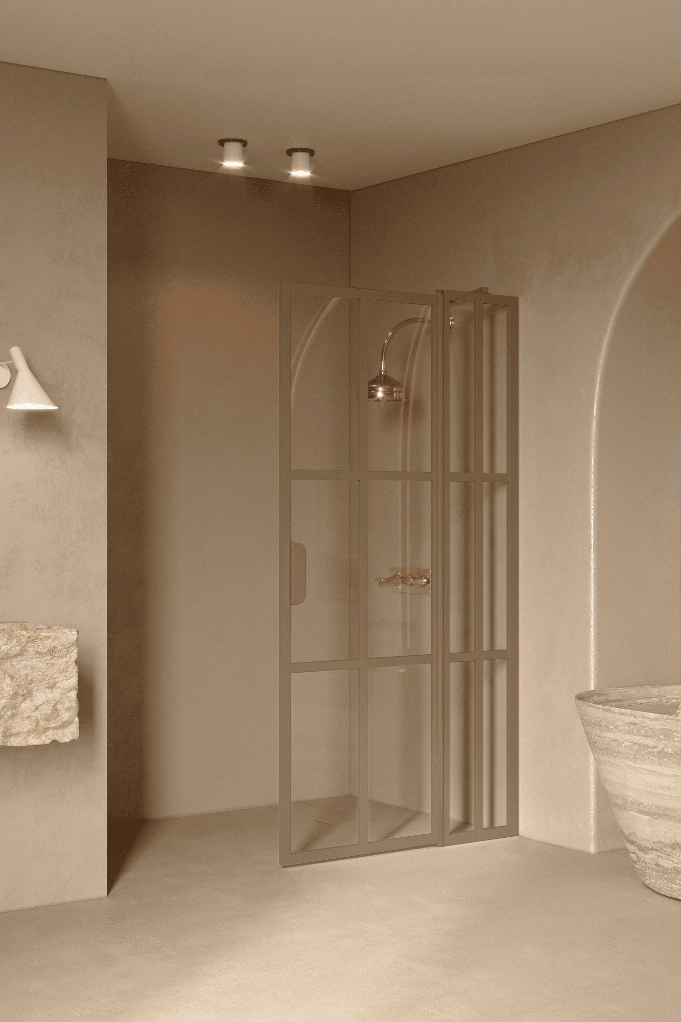 Hinged shower screen with fixed part Hietakari Bläk 739 Paris – 5