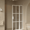 Hinged shower screen with fixed part Hietakari Bläk 739 Paris, white frame, grey tinted glass Hinged shower screen with fixed part Hietakari Bläk 739 Paris, white frame, grey tinted glass