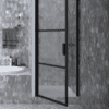 Hinged shower door with wall magnet Hietakari Bläk 790 Tokyo, black frame, satin frosted glass Hinged shower door with wall magnet Hietakari Bläk 790 Tokyo, black frame, satin frosted glass