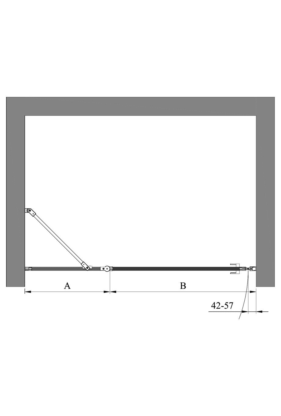 Hinged shower door with fixed part and wall magnet Hietakari Bläk 791 Tokyo – 2