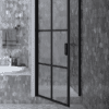 Hinged shower door with wall magnet Hietakari Bläk 792 Paris, white frame, grey tinted glass Hinged shower door with wall magnet Hietakari Bläk 792 Paris, white frame, grey tinted glass