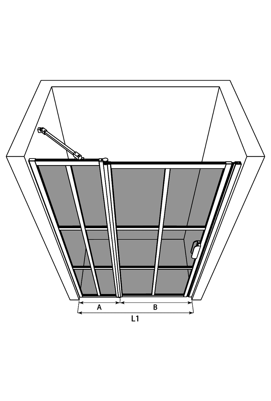 Hinged shower door with fixed part and wall magnet Hietakari Bläk 793 Paris – 3