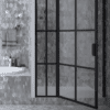 Hinged shower door with fixed part and wall magnet Hietakari Bläk 793 Paris, white frame, clear glass Hinged shower door with fixed part and wall magnet Hietakari Bläk 793 Paris