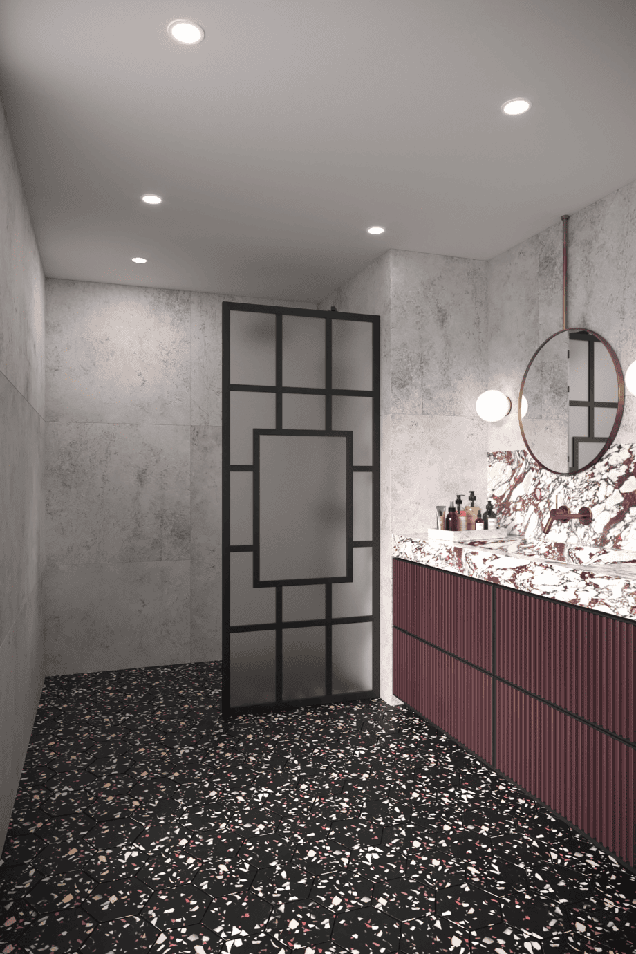 Fixed shower screen Hietakari Bläk 800 Shanghai, black frame, satin frosted glass Fixed shower screen Hietakari Bläk 800 Shanghai, black frame, satin frosted glass