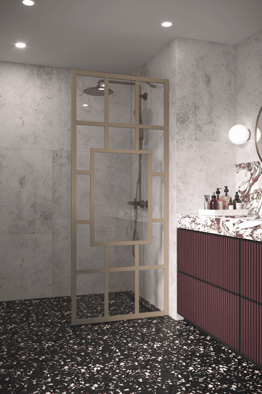 Fixed shower screen Hietakari Bläk 800 Shanghai, Sand frame, clear glass Fixed shower screen Hietakari Bläk 800 Shanghai – 5