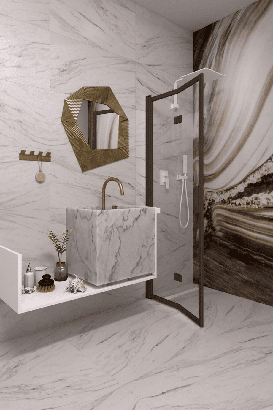 Folding shower screen Hietakari Bläk 881 New York, Cocoa frame, clear glass Folding shower screen Hietakari Bläk 881 New York, Cocoa frame, clear glass