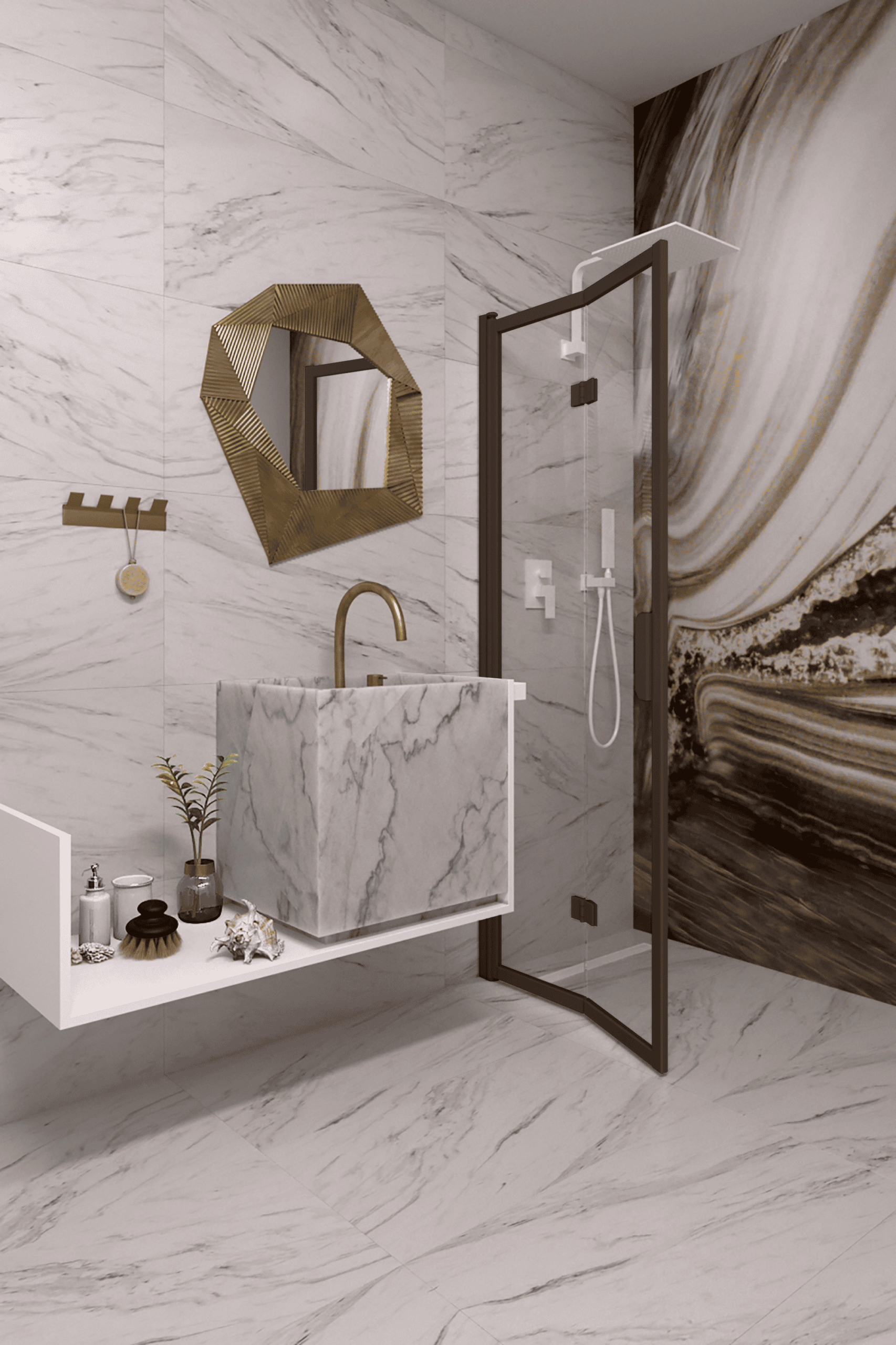 Folding shower screen Hietakari Bläk 881 New York, Cocoa frame, clear glass Folding shower screen Hietakari Bläk 881 New York, Cocoa frame, clear glass