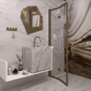 Folding shower screen Hietakari Bläk 881 New York, Mocha frame, grey tinted glass Folding shower screen Hietakari Bläk 881 New York, Mocha frame, grey tinted glass