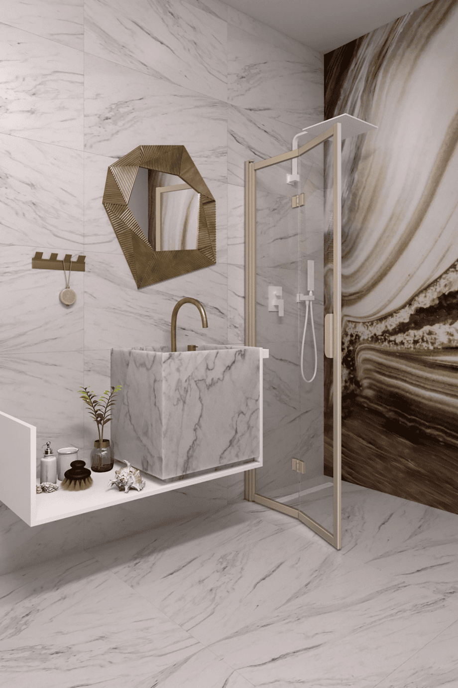 Folding shower screen Hietakari Bläk 881 New York, Sand frame, bronze tinted glass Folding shower screen Hietakari Bläk 881 New York, Sand frame, bronze tinted glass