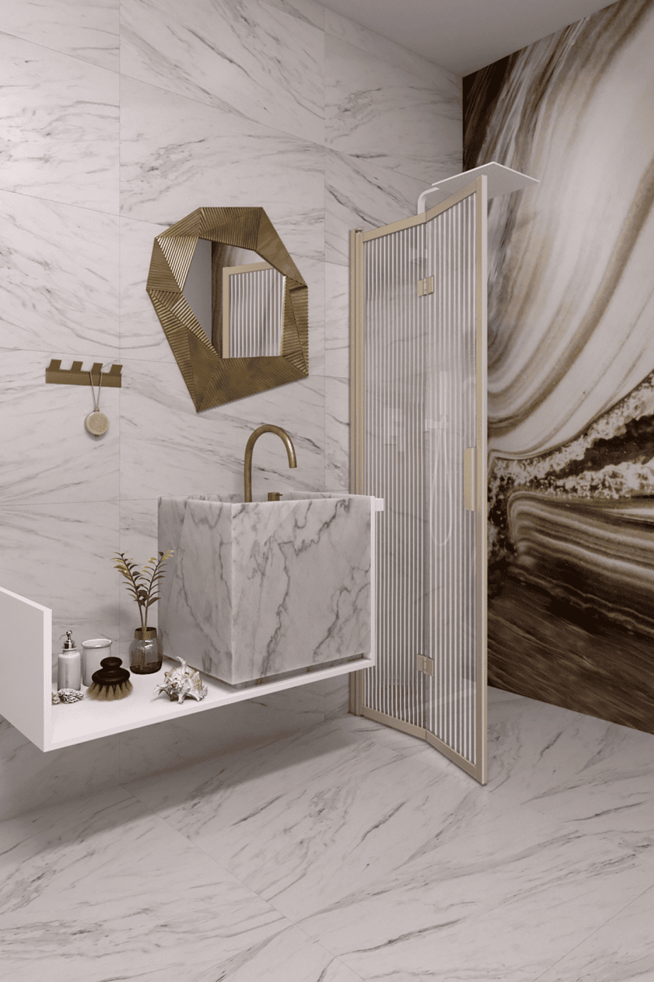 Folding shower screen Hietakari Bläk 881 New York, Sand frame, reeded glass Folding shower screen Hietakari Bläk 881 New York, Sand frame, reeded glass