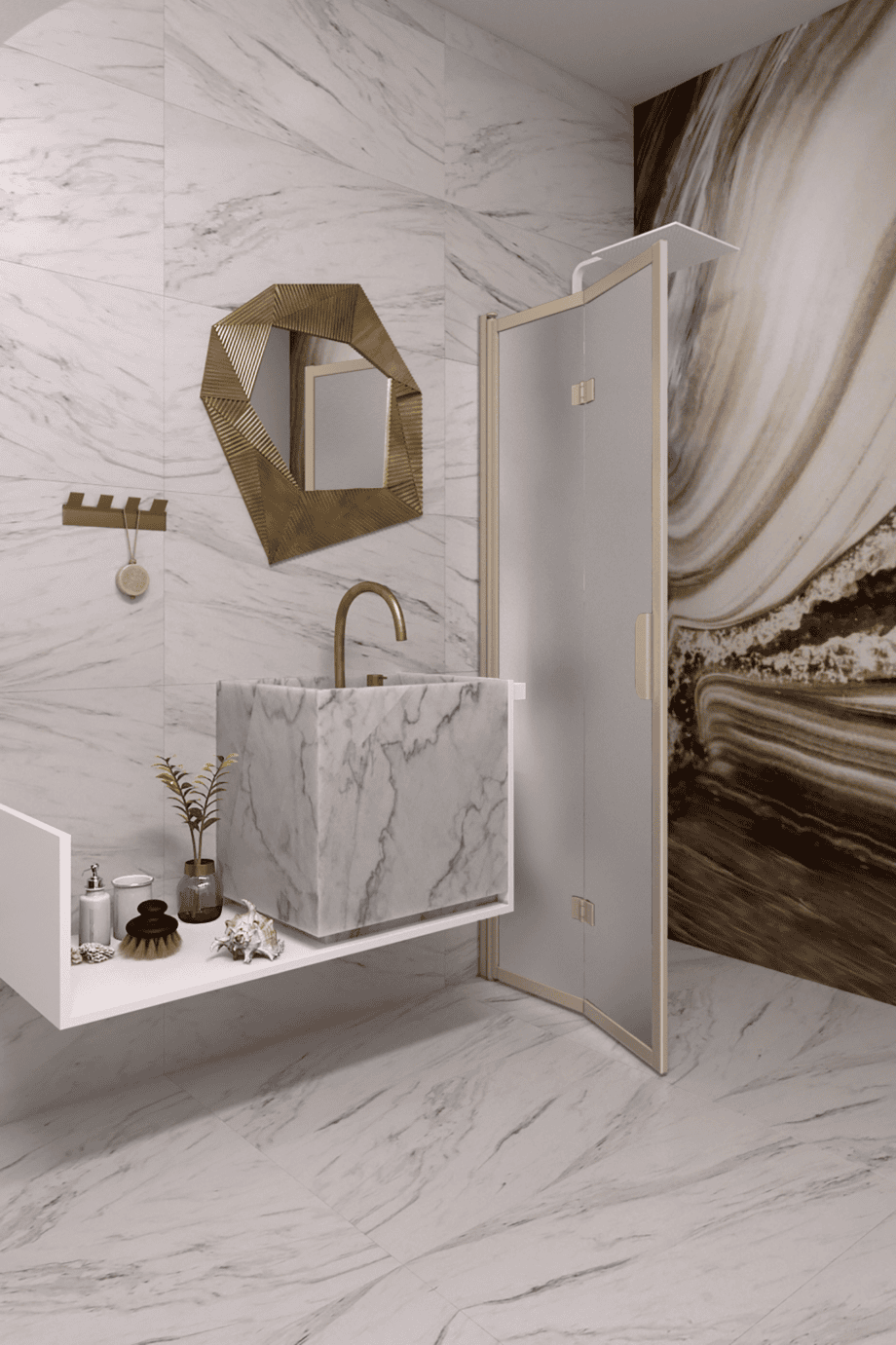 Folding shower screen Hietakari Bläk 881 New York, Sand frame, satin frosted glass Folding shower screen Hietakari Bläk 881 New York, Sand frame, satin frosted glass