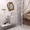 Folding shower screen Hietakari Bläk 881 New York, white frame, reeded glass Folding shower screen Hietakari Bläk 881 New York, white frame, reeded glass