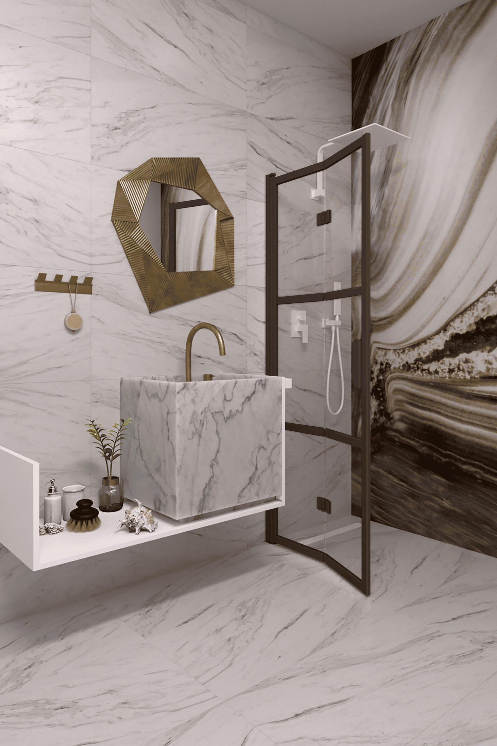 Folding shower screen Hietakari Bläk 882 Tokyo – 7