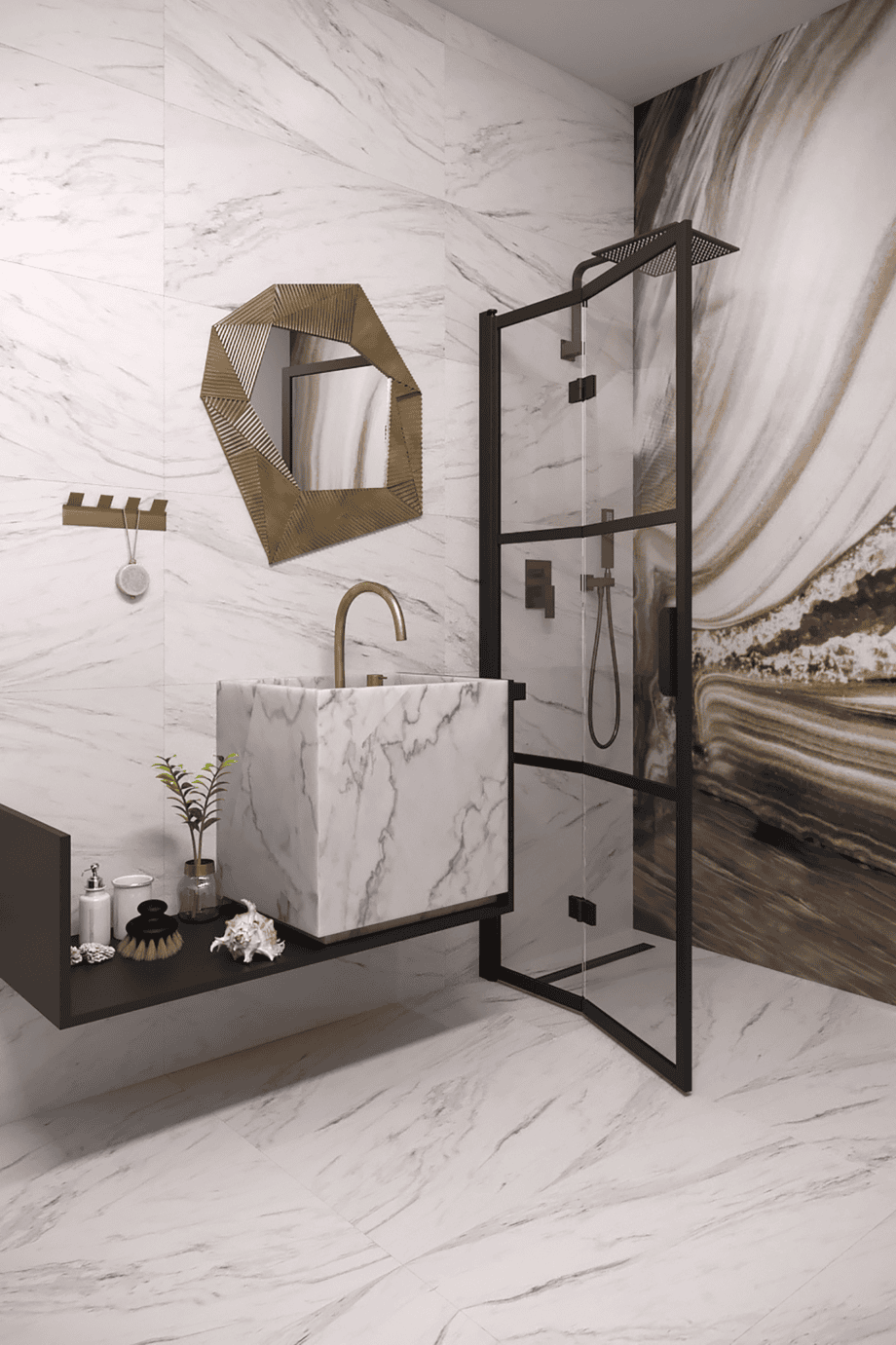 Folding shower screen Hietakari Bläk 882 Tokyo, black frame, clear glass Folding shower screen Hietakari Bläk 882 Tokyo – 4