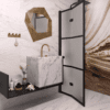 Folding shower screen Hietakari Bläk 882 Tokyo, black frame, satin frosted glass Folding shower screen Hietakari Bläk 882 Tokyo, black frame, satin frosted glass