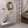 Folding shower screen Hietakari Bläk 882 Tokyo, white frame, clear glass Folding shower screen Hietakari Bläk 882 Tokyo